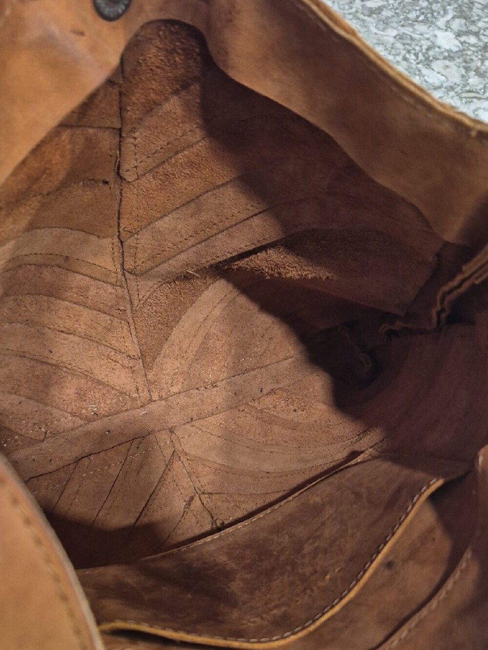 Magnolia Joanna's Favorite Chevron Leather Crossbody Bag In Brown Leather - Picture 7 of 12